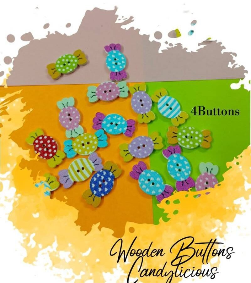 Candylicious Wooden Buttons Pakistan 4 Pcs Cute Candy Sewing Buttons