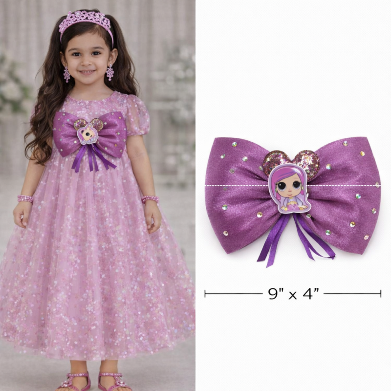 Fancy Frock Bows Pakistan 9x4 inch princess pink glitter party dress bow