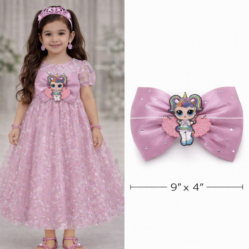 Fancy Frock Bows Pakistan 9x4 inch unicorn fairy pink party dress bow