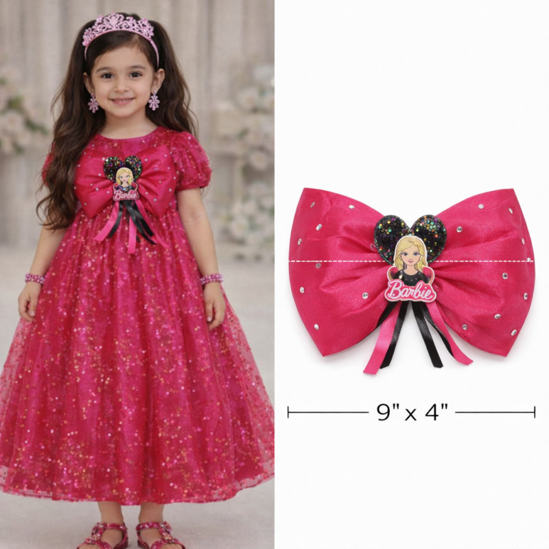 Fancy Frock Bows Pakistan 9x4 inch red glitter blonde doll party bow