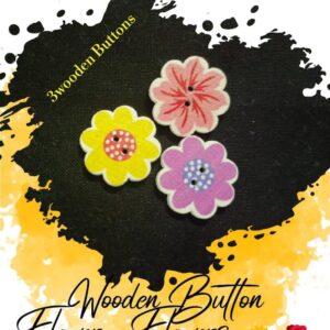 Floral Wooden Buttons Pakistan 3 Pcs Flower Sewing