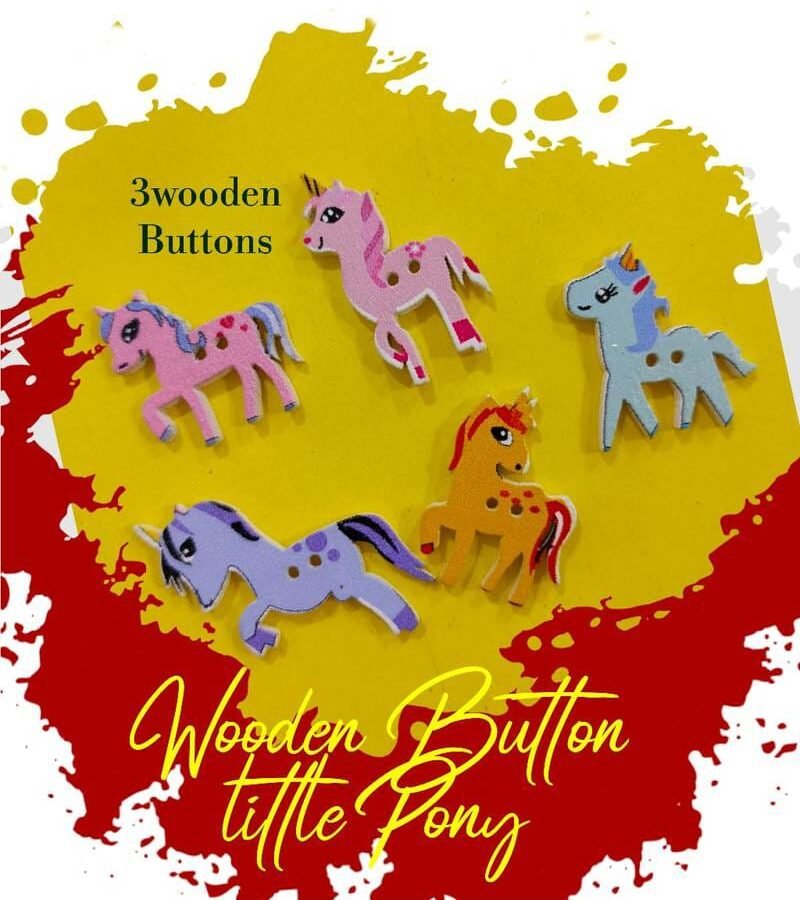 Little Pony Wooden Buttons Pakistan 3 Pcs Cute Sewing Buttons