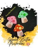 Mushroom Wooden Buttons Pakistan 3 Pcs Cute Sewing Buttons