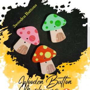 Mushroom Wooden Buttons Pakistan 3 Pcs Cute Sewing Buttons