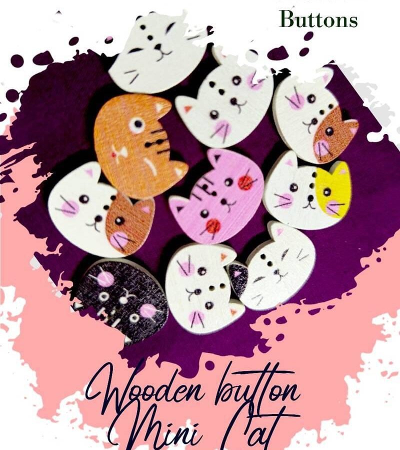 Mini Cat Wooden Buttons Pakistan 3 Pcs Cartoon Sewing Buttons