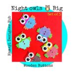 Night Owls Big Wooden Buttons Pakistan Set of 3 Cute Owl Sewing Buttons