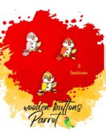 Parrot Wooden Buttons Pakistan 3 Pcs Bird Sewing Buttons