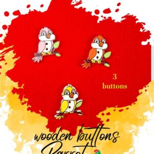 Parrot Wooden Buttons Pakistan 3 Pcs Bird Sewing Buttons