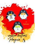 Penguin Wooden Buttons Pakistan 3 Pcs Winter Sewing Buttons