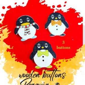 Penguin Wooden Buttons Pakistan 3 Pcs Winter Sewing Buttons