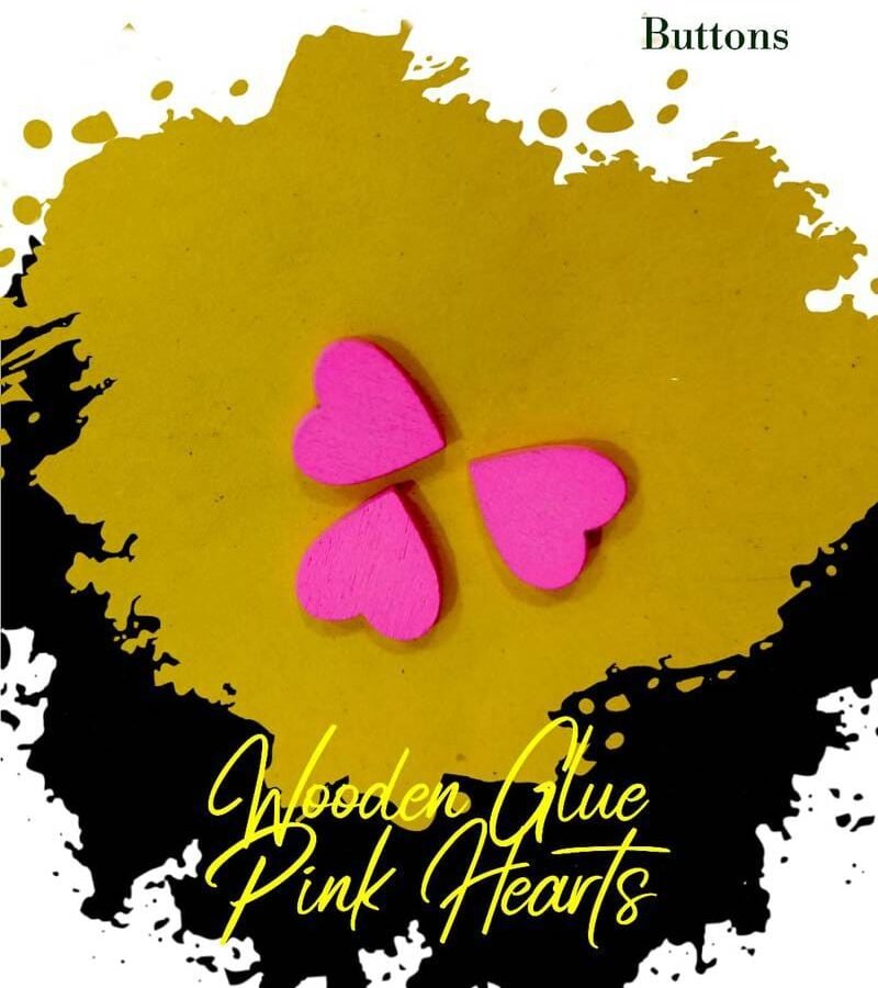 Pink Hearts Wooden Buttons Pakistan 3 Pcs Love Sewing Buttons