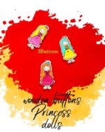 Princess Dolls Wooden Buttons Pakistan 3 Pcs Sewing Buttons