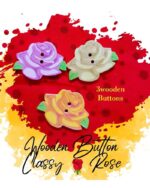Classy Rose Wooden Buttons Pakistan 3 Pcs Floral Sewing Buttons