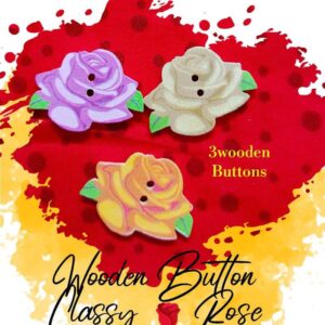 Classy Rose Wooden Buttons Pakistan 3 Pcs Floral Sewing Buttons
