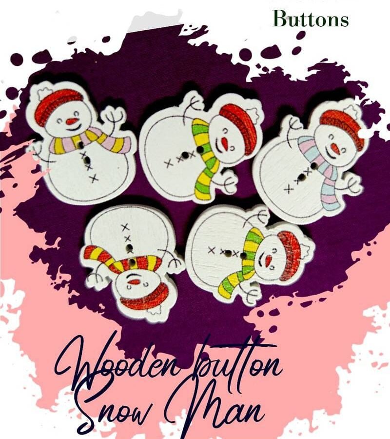 Snowman Wooden Buttons Pakistan 3 Pcs Winter Sewing Buttons