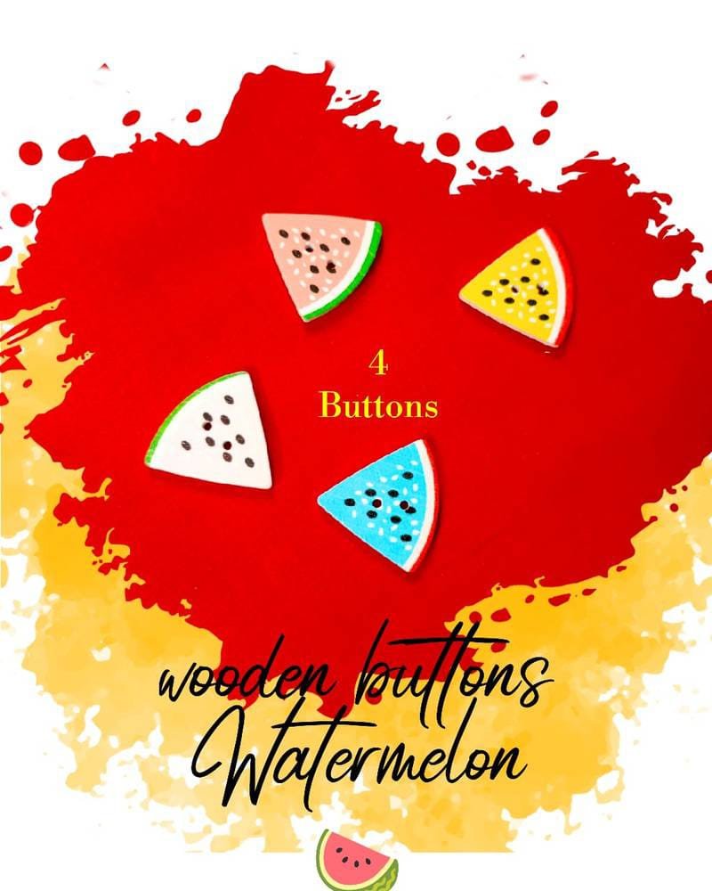 Watermelon Buttons Watermelon Wooden Buttons Pakistan – 4 Pcs Cute Fruit Buttons
