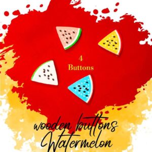 Watermelon Wooden Buttons Pakistan 4 Pcs Fruit Sewing Buttons