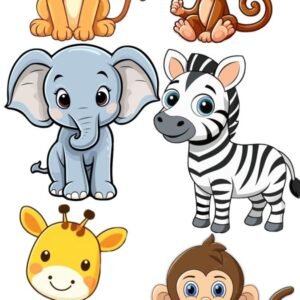 Jungle Animals Heat Transfer Patch Cute Cartoon Iron On Stickers for Kids