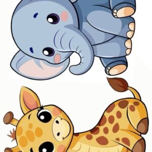 Elephant Giraffe Heat Transfer Patch Cute Baby Jungle Iron On Sticker