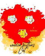 Cat Wooden Buttons Pakistan 3 Pcs for Kids Sewing