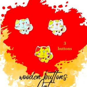Cat Wooden Buttons Pakistan 3 Pcs for Kids Sewing