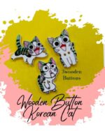Korean Cat Wooden Buttons Pakistan 3 Pcs for Kids Sewing