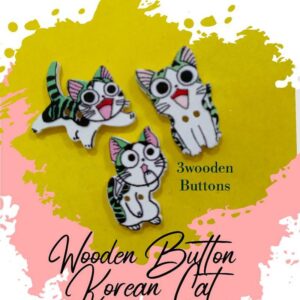 Korean Cat Wooden Buttons Pakistan 3 Pcs for Kids Sewing