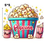 Popcorn Iron On Patch premium 5x5 heat transfer design