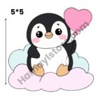 Penguin Iron On Patch premium 5x5 cute baby heat transfer design