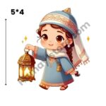 Ramadan Girl Iron On Patch premium 5x4 Islamic lantern heat transfer design for kids