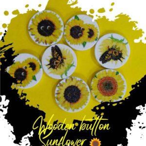 Sunflower Wooden Buttons Pakistan 3 Pcs Floral Sewing Buttons