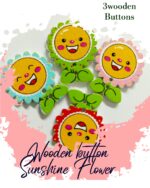 Sunshine Flower Wooden Buttons Pakistan 3 Pcs Floral Sewing Buttons
