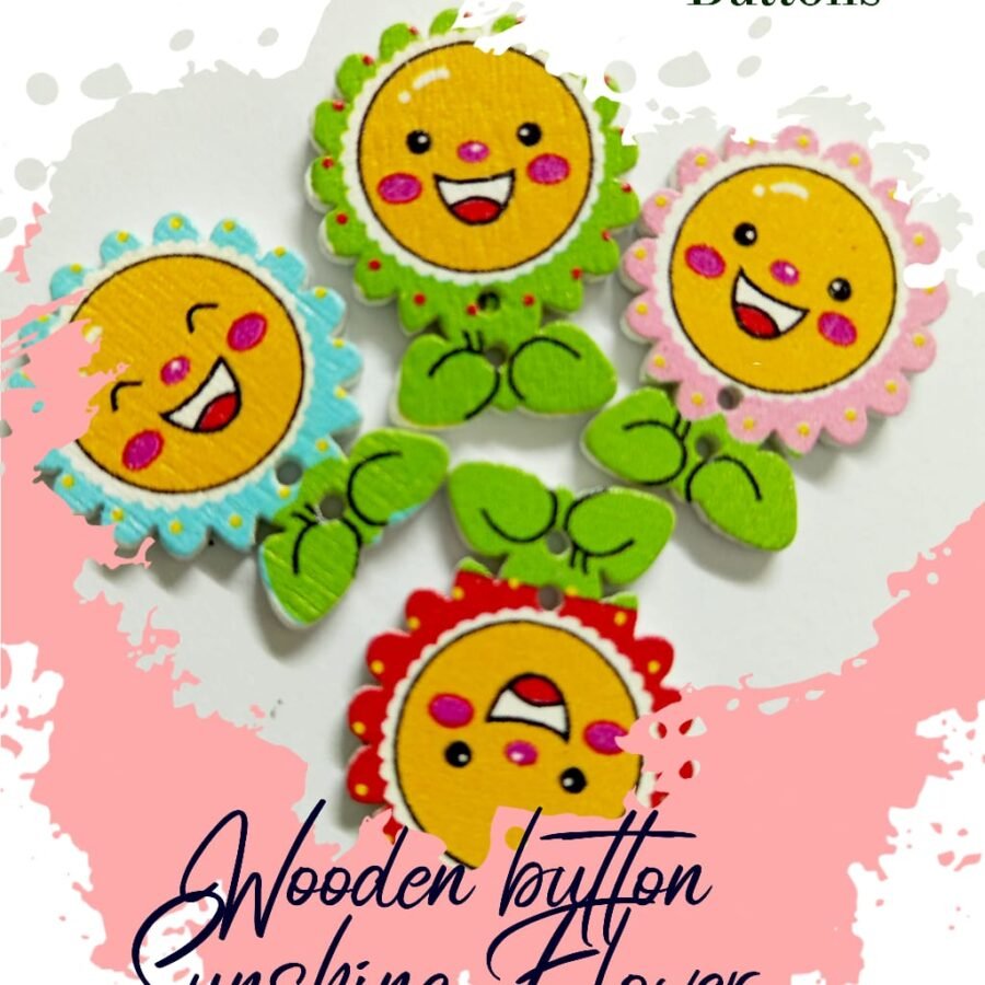 Sunshine Flower Wooden Buttons Pakistan 3 Pcs Floral Sewing Buttons