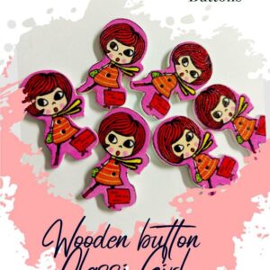 Classic Girl Wooden Buttons Pakistan 3 Pcs Cartoon Sewing Buttons