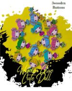 Cute Doll Wooden Buttons Pakistan 3 Pcs Cartoon Girl Sewing Buttons