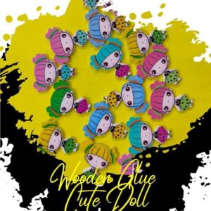 Cute Doll Wooden Buttons Pakistan 3 Pcs Cartoon Girl Sewing Buttons