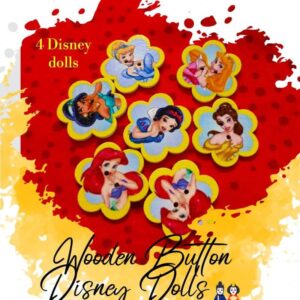 Disney Princess Wooden Buttons Pakistan 4 Pcs Cartoon Sewing Buttons