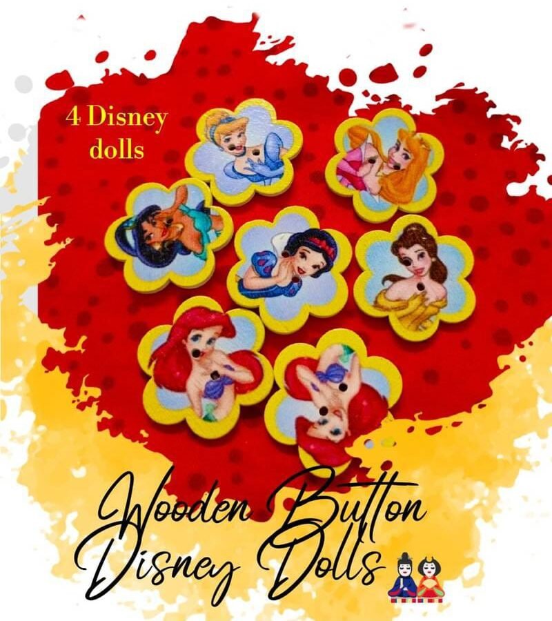 Disney Princess Wooden Buttons Pakistan 4 Pcs Cartoon Sewing Buttons