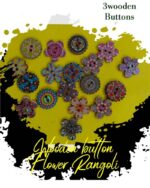 Flower Rangoli Wooden Buttons Pakistan 3 Pcs Floral Sewing Buttons