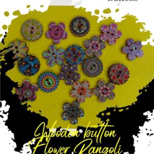 Flower Rangoli Wooden Buttons Pakistan 3 Pcs Floral Sewing Buttons