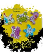 Sea World Wooden Buttons Pakistan Ocean Theme Fish Crab Starfish Buttons
