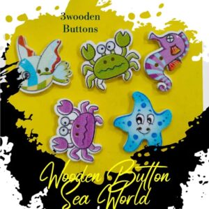 Sea World Wooden Buttons Pakistan Ocean Theme Fish Crab Starfish Buttons