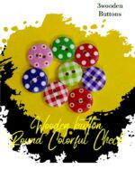 Round Colorful Wooden Buttons Pakistan Check Polka Dot Sewing Buttons