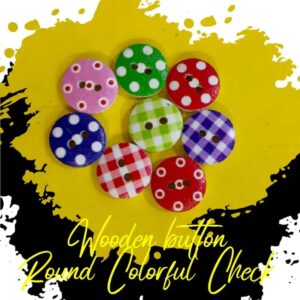 Round Colorful Wooden Buttons Pakistan Check Polka Dot Sewing Buttons