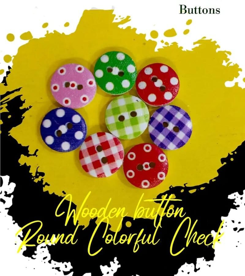 Round Colorful Wooden Buttons Pakistan Check Polka Dot Sewing Buttons