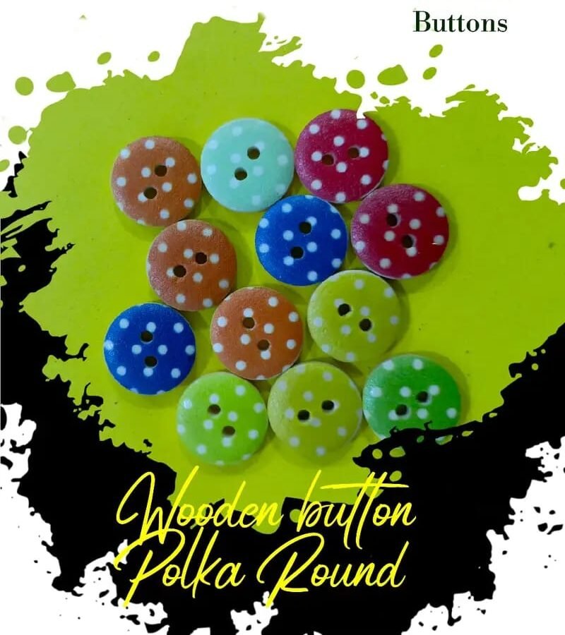 Polka Dot Wooden Buttons Pakistan Round Colorful Sewing Buttons