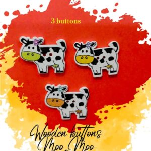 Cow Wooden Buttons Pakistan Cute Moo Moo Animal Sewing Buttons