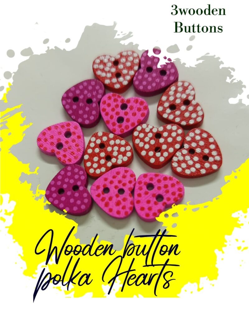 Polka Heart Wooden Buttons Pakistan Cute Polka Dot Sewing Buttons