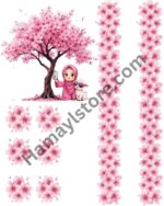 Pink Floral Border Heat Transfer Patch Set premium girl blossom dress patch Pakistan