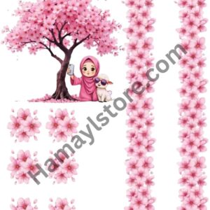 Pink Floral Border Heat Transfer Patch Set premium girl blossom dress patch Pakistan